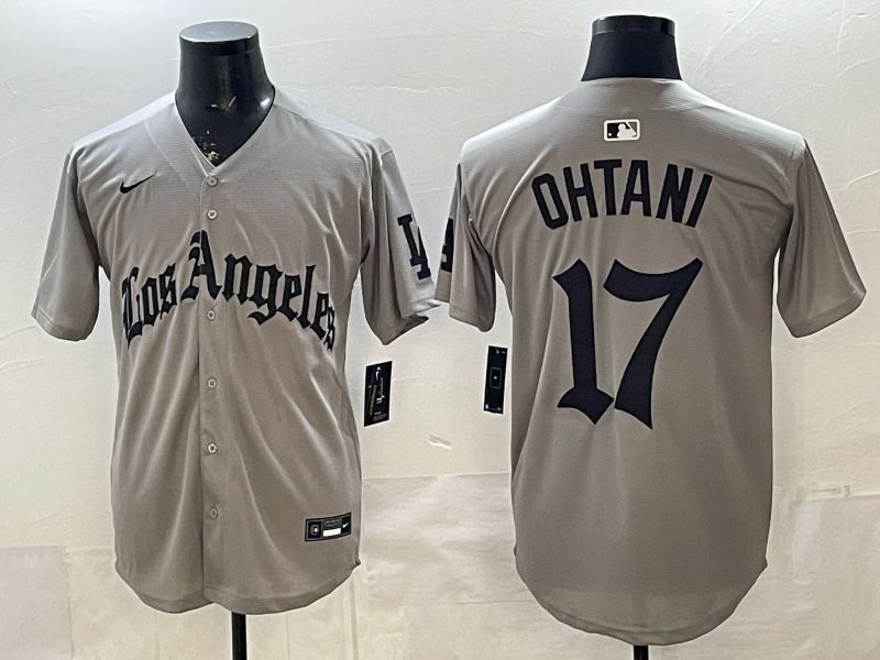 Men 2026 Los Angeles Dodgers #17 Ohtani Grey Five generations Nike MLB Jersey style 001